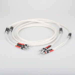 OCC Silver Plated Wire with Rhodium Plated Banana Connector Hi-Fi Speaker Cable