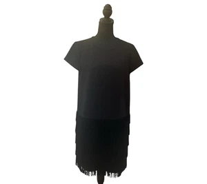Kate Spade Gatsby Flapper Fringe Shift Dress Women's Black Size 8 - Picture 1 of 7