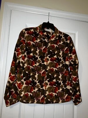 Dressbarn Mujer Otoño Hojas Temáticas Cremallera Completa Otoño Chaqueta Manga Larga Mediana Foto 1 de 3