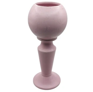 Vintage MCM Hull Pottery Continental Line 433 USA Pedestal Pink Bowl Vase - Picture 1 of 5