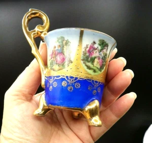 BLAU Royal Vienna Arnart Gold Moriage Demitasse Fuß Tasse Bienenstock Krone Marke  - Bild 1 von 10