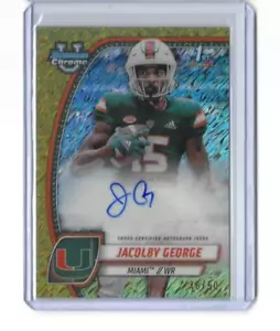 2024 Bowman Chrome U Jacolby George 1st Gold Shimmer Refractor Auto SP 46/50 - Imagen 1 de 1