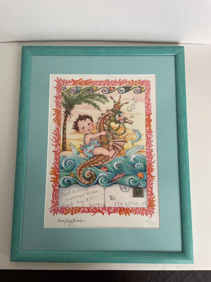 IMPRESIÓN MARY ENGELBREIT ENMARCADA "VERANO MÁGICO" DECORACIÓN HABITACIÓN INFANTIL O INFANTIL Foto 1 de 1