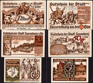 25, 50 pfennig e 1 Mark 1921 - Set di 3 Notgelds LAUENBURG AN DER ELBE -#B8 - Foto 1 di 4