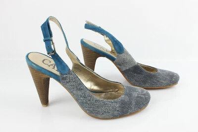 CAFE NOIR Zapatos Abierto Ante Azul Eléctrico de Lona Vaqueros T 38 Partitura - Imagen 1 de 4