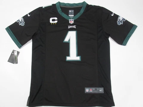 Jalen Hurts #1 Philadelphia Eagles 3 STAR Captains Patch 2023-24 Jersey Black Cover