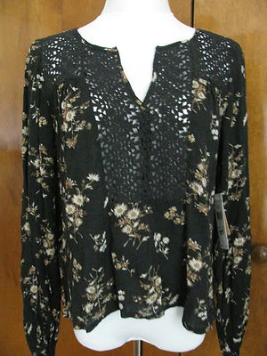 Denim & Supply Mujer Tela Artesanal Negro Top Nuevo Foto 1 de 4