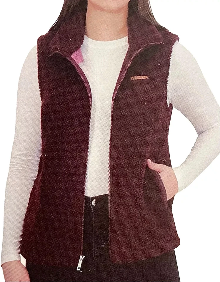 Sage Collective Women’s Fleece Sleeveless Vest Burgundy Size L