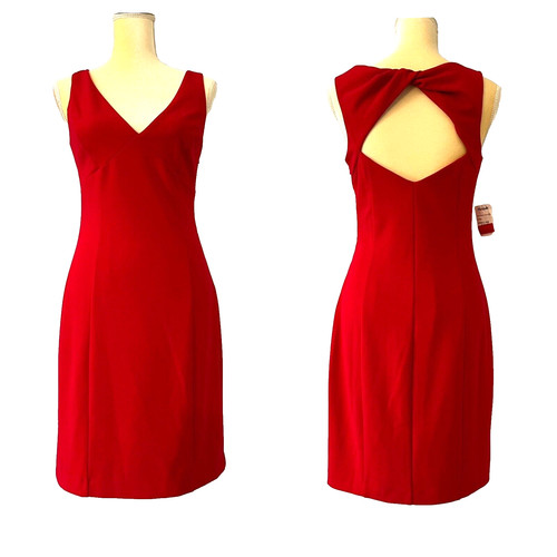 VETEMENTS Abito tubino VINCE CAMUTO rosso senza maniche elasticizzato scollato foderato dietro taglia 6