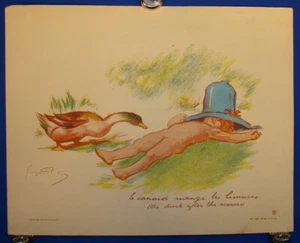 Französischer Künstler George Redon 1931 "Die Ente nach den Würmern" Lithographie Nr. 1520 - Bild 1 von 9