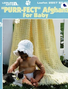 Perfect Purr-Fect Baby Afghans Crochet Pattern By Leisure Arts f3 - Picture 1 of 3