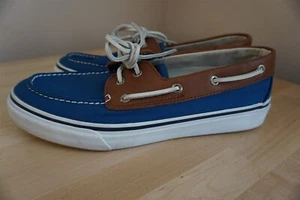 Sperry Top-Sider Halbschuhe Schuhe Herren 10,5 M blau/braun 2-Loch Canvas Leder Schnürsenkel - Bild 1 von 11