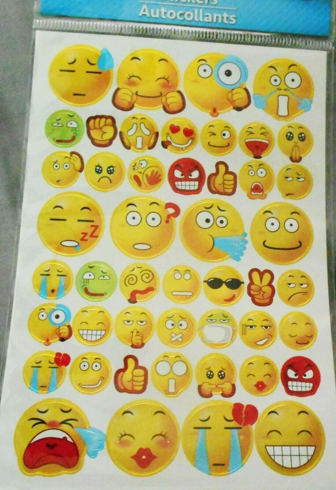 EMOJIS EMOJI Emoticon Smilie Happy Love Wink Funny Sad Mad Jot Foil stickers - Image 1 of 1