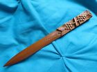 double side Vintage Hand Carved Wood Letter Opener paper knife collectable Treen