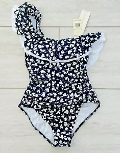 NEW Sz 8 Profile by Gottex Black White Summertime One Shoulder Ruffle One Piece - Picture 1 of 9