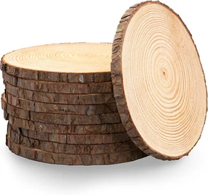 Rustic Wooden Rounds Set of 10 Large 10-12" Wood Slices for Decor - Picture 1 of 7