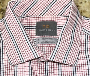 Thomas Dean Men's Classic Fit Long Sleeve Plaid/Striped Dress Shirt Size M - Picture 1 of 3