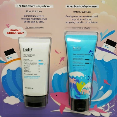 NEW BELIF Aqua Bomb Moisturizer (75ml/2.5oz) & Cleanser (100ml/3.3oz) - Image 1 of 3