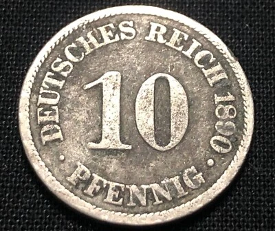 German Empire 10 Pfennig 1890A. European World Coin. Berlin Mint - Image 1 of 4