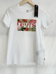 Brand New LEVI'S Womens Graphic T-Shirt Size XS White Floral Cotton - Picture 1 of 9