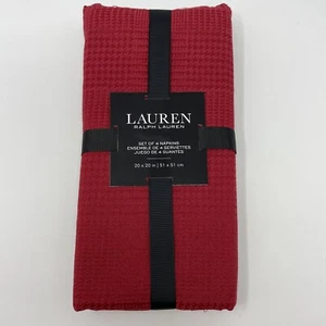 Lauren Ralph Lauren Napkins Set of 4 Solid Red Christmas Holiday 20x20  - Picture 1 of 3