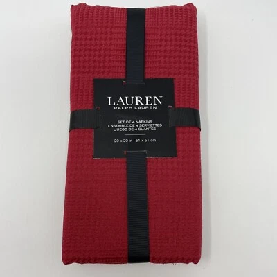 Lauren Ralph Lauren Napkins Set of 4 Solid Red Christmas Holiday 20x20  - Image 1 of 3