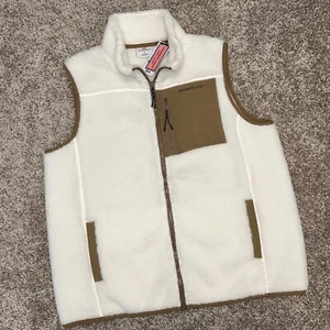 NWT Vineyard Vines Outerwear Sherpa Vest Women Size Large Marshmallow Full Zip - Picture 1 of 9