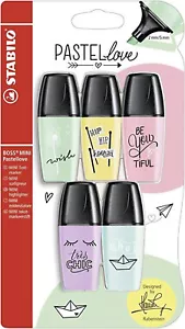 STABILO BOSS MINI Pastellove NEON- 5er Pack Textmarker Textsurfer Büro Stift - Bild 1 von 7
