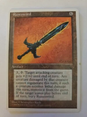 MTG Magic The Gathering Card Runesword Artifact Chronicles The Dark 1995 - Image 1 of 2
