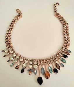 Mimco Manorhouse Statement Necklace Choker (Rose Gold with Multicolour Crystals) - Picture 1 of 6