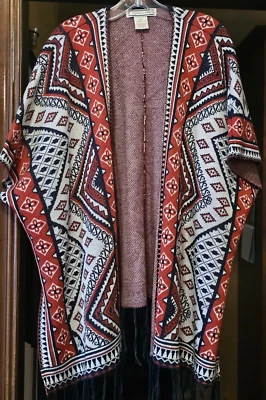 Cárdigan abierto Flying Tomato kimono para mujer S/M azteca tribal flecos del suroeste Foto 1 de 4