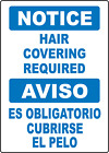 AVIS ! COUVERTURE CHEVEUX REQUISE - ANGLAIS/SPAN | étiquette autocollant vinyle stratifié