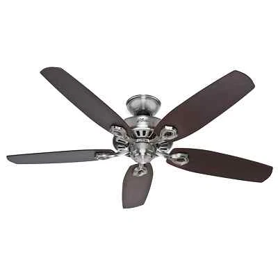 Ceiling fan without Lights Builder Elite 132cm 52" Nickel Fan with Pull chain - Image 1 of 4
