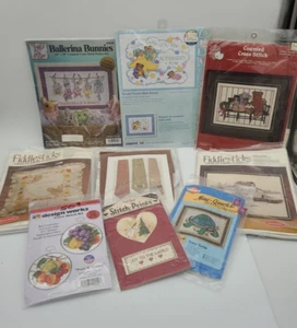 Lot 9 Counted Cross Stitch Kits Embroidery Crewel Baby Kids Turtle Rustic Golf - Picture 1 of 10