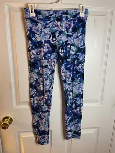 Justice blue floral leggings size 18  - Picture 1 of 3