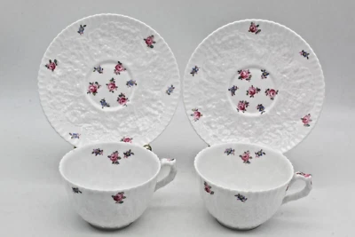 Cup & Saucers Set of 2 Forget Me Not Spode Copeland Bone China England Floral - Image 1 of 4