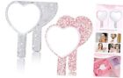  2 Pcs Bling Hand Mirrors with Handle, Sparkling Rhinestone Heart Shaped 