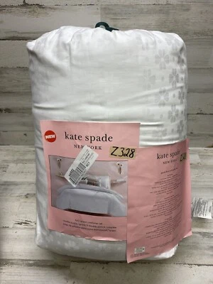 Conjunto de Edredom Kate Spade Floral com Pontos Queen 3 Peças Branco Novo - Imagem 1 de 4