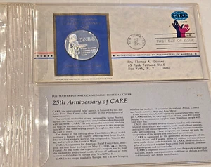 Postmasters Of America Medallic 1st Day Cover 25th anniversary Of CARE 10/27/71 - Picture 1 of 2