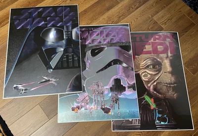 Star Wars Poster Set GB Posters 2004 - Metallic VHS Cover Art - ANH, ESB, ROTJ - Image 1 of 4