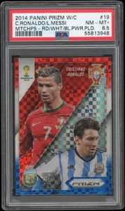 2014 Panini Prizm World Cup Messi / Ronaldo Matchups Red White Blue PSA 8,5 - Bild 1 von 2