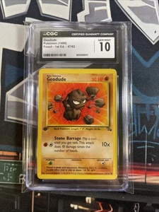 Pokémon TCG 1999 Geodude 47/62 1st Edition Fossil CGC 10 GEM MT - Picture 1 of 3