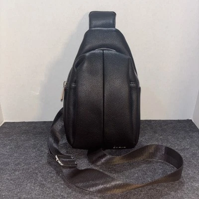 Erin Annie Black Sling Bag - Faux Vegan Leather 9” H x 6.5” W x 2.5” D - Image 1 of 4