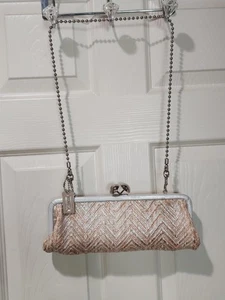 Rare Coach 1941 Amanda Darcy Kisslock Chain Clutch Silver 13592 - Picture 1 of 6
