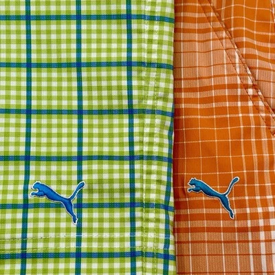 Puma Golf Mens 38 Golf Shorts Dry Cell Plaid Tech Bermudas Check 11" Lot Of 2 - Image 1 of 4