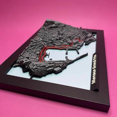 Plastico 3D circuito Monaco F1 incorniciato – stampa 3D di alta qualità - Immagine 1 di 4