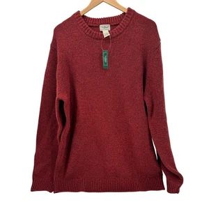 LL Bean Sweater Mens XLT Lambswool Ragg Wool Crew Neck Russet Red Pullover NEW - Picture 1 of 9