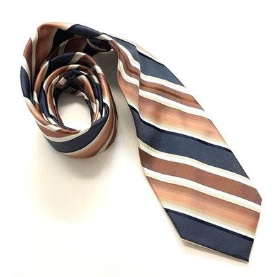 Corbata Harve Benard Vintage Marrón Claro Ombré y Gris Rayas Foto 1 de 4