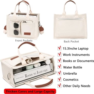 Tote Bag for Women With Compartments,Large Canvas Totes Women's Purse Crossbody - Picture 1 of 8