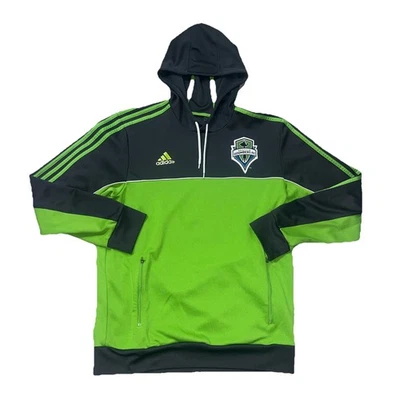 ADIDAS Seattle Sounders FC Hoodie Mens Large Hood Track Logo Light Weight - Image 1 of 4